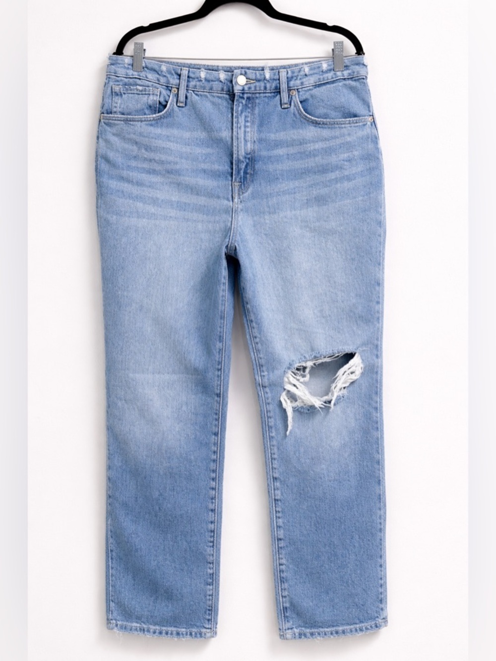 Good American Distressed Jeans Size 14/32 High Rise Stretch Denim